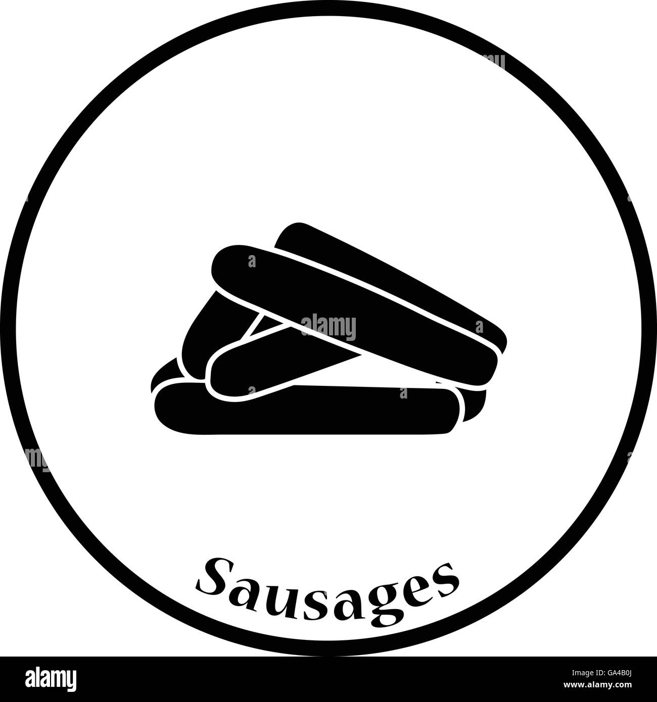 Salsicce icona. Cerchio sottile design. Illustrazione Vettoriale. Illustrazione Vettoriale