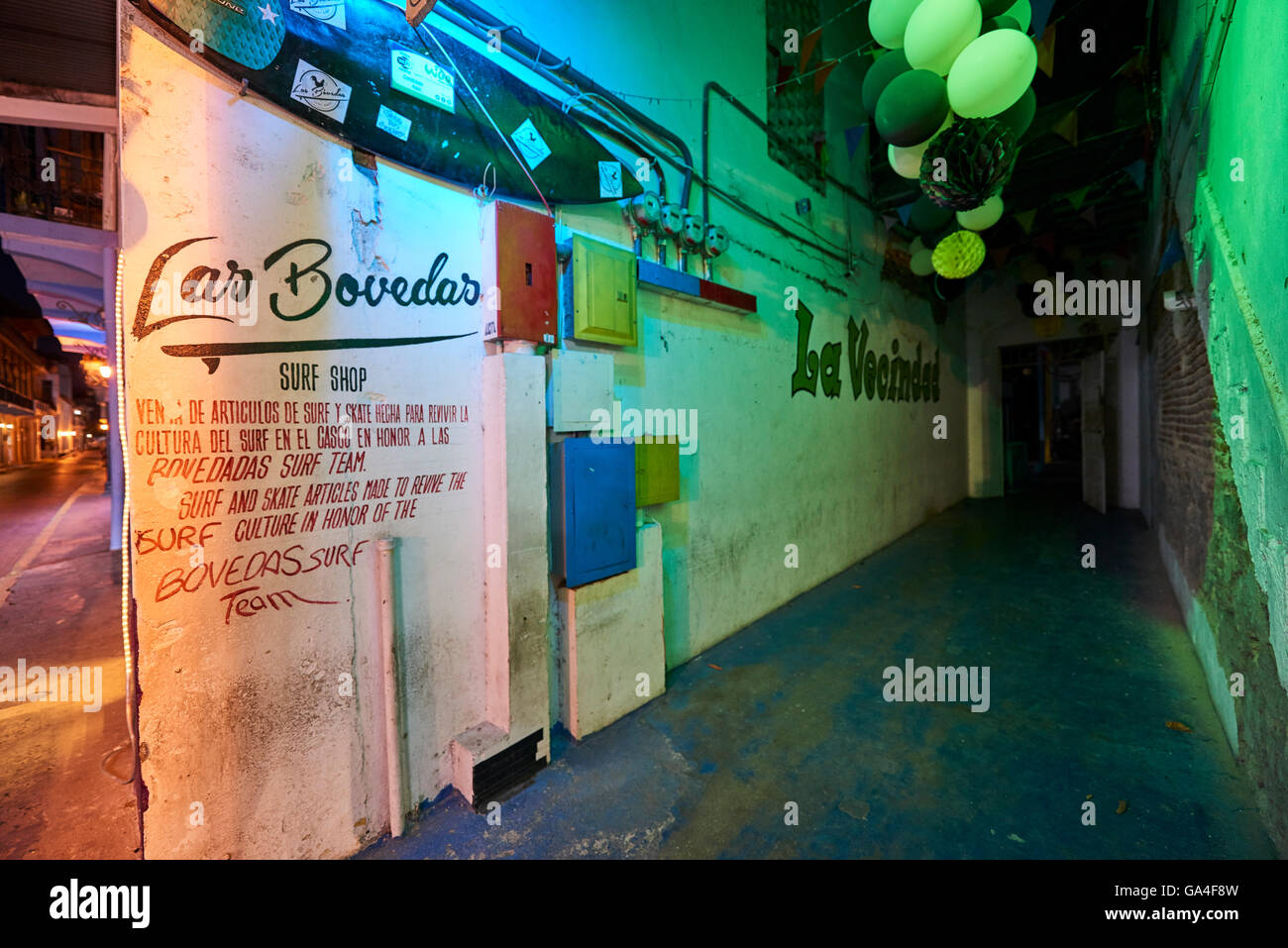 Las Bovedas Lane, Quartiere Vecchio, Casco Viejo, Città di Panama, Repubblica di Panama, America Centrale Foto Stock