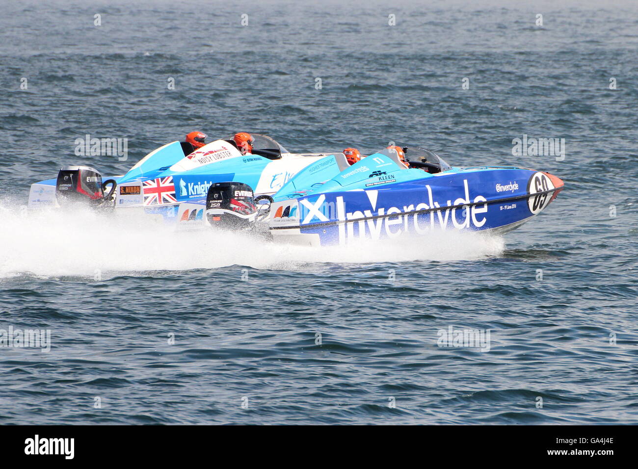 Lo spirito di squadra Inverclyde durante la cerimonia inaugurale Scottish Grand Prix del mare, tenutasi a Greenock sul Firth of Clyde. Foto Stock