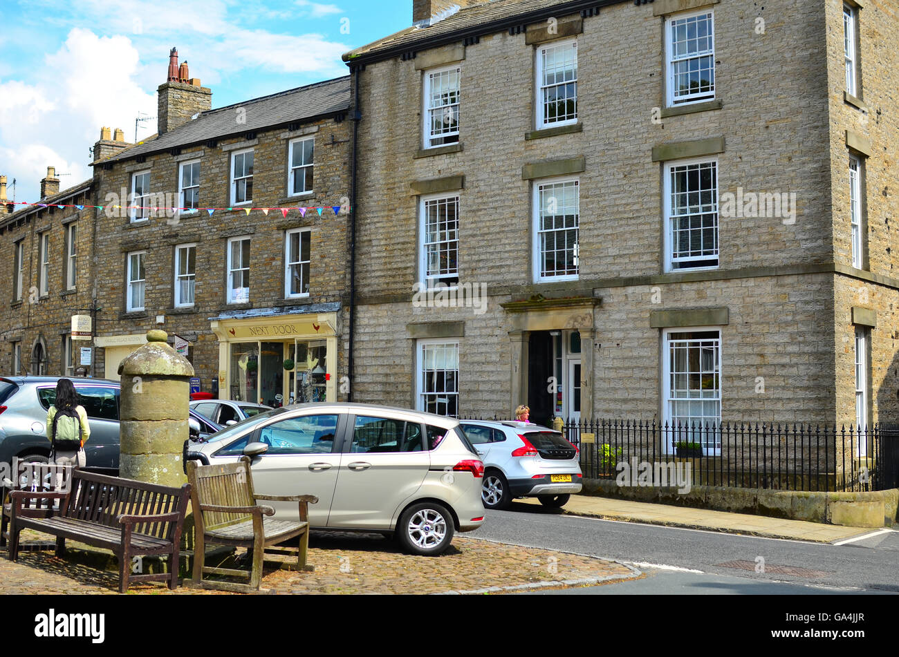 Casa Skeldale in Askrigg North Yorkshire, utilizzata come casa e chirurgia in tutte le creature grandi e piccole serie tv Foto Stock