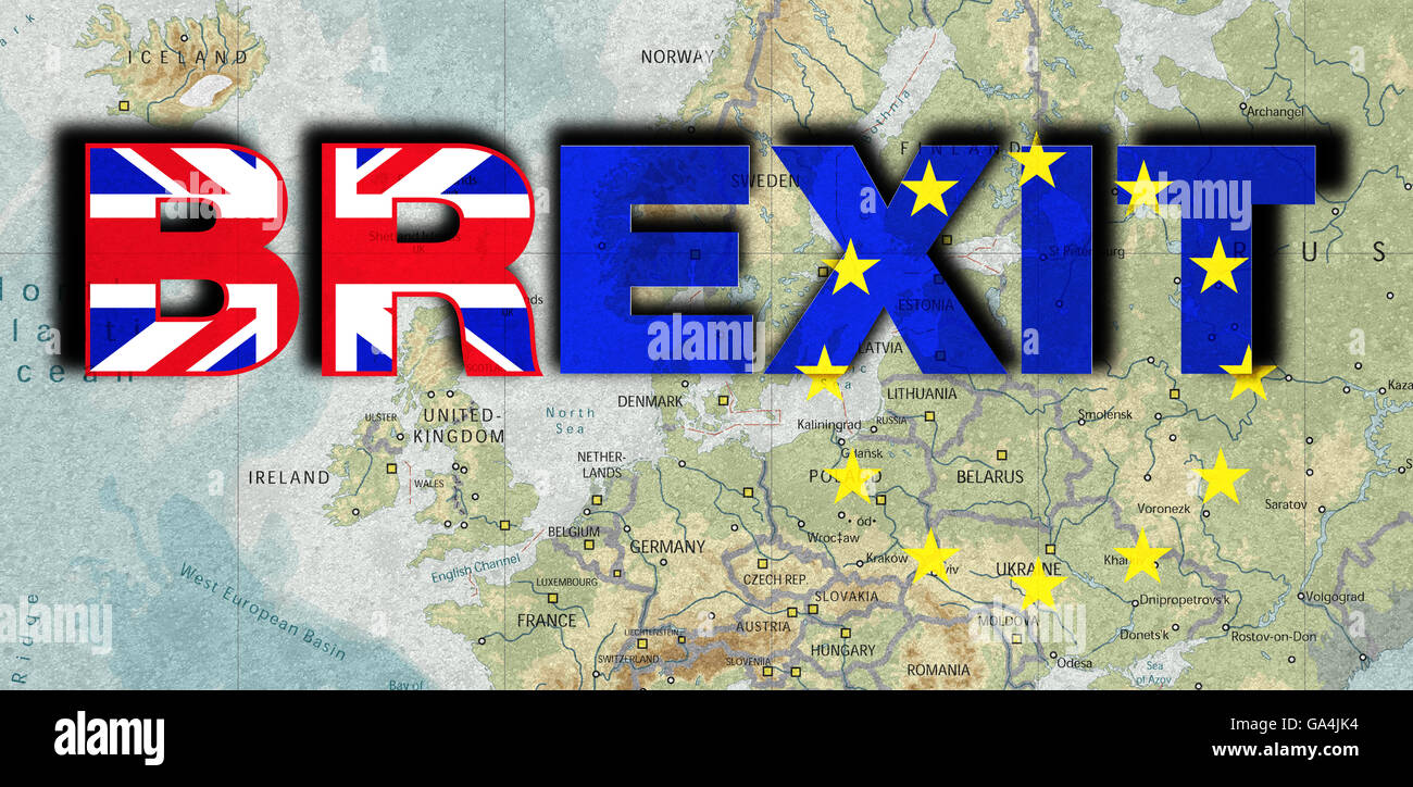 Brexit, proposta di referendum sul Regno Unito adesione all Unione Europea, mappa Europa, il ritiro da parte dell'UE del Foto Stock