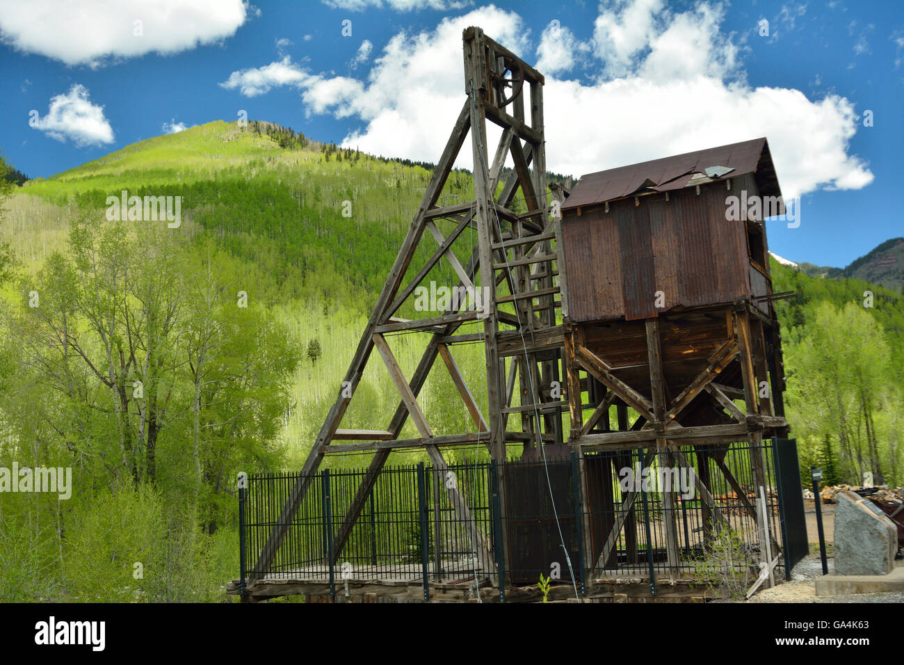 La storica miniera d'argento a Rico, Colorado. Foto Stock