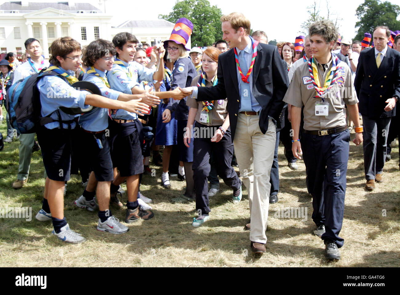 HRH Prince William partecipa alla cerimonia di apertura del 21° World Scout Jamboree all'Hylands Park, Chelmsford, Essex. Foto Stock