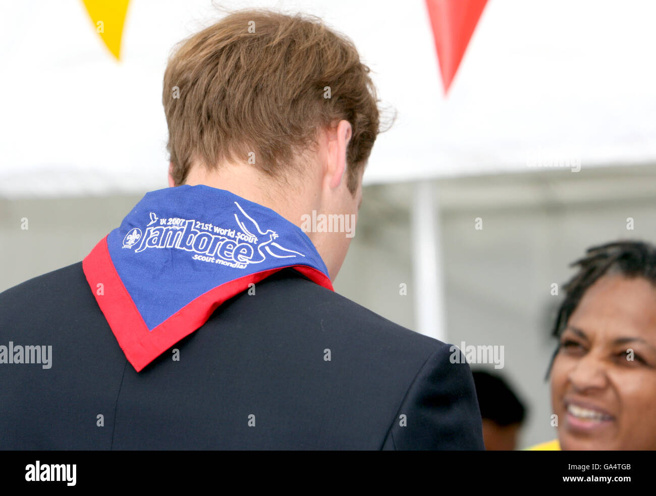 HRH Prince William partecipa alla cerimonia di apertura del 21° World Scout Jamboree all'Hylands Park, Chelmsford, Essex. Foto Stock