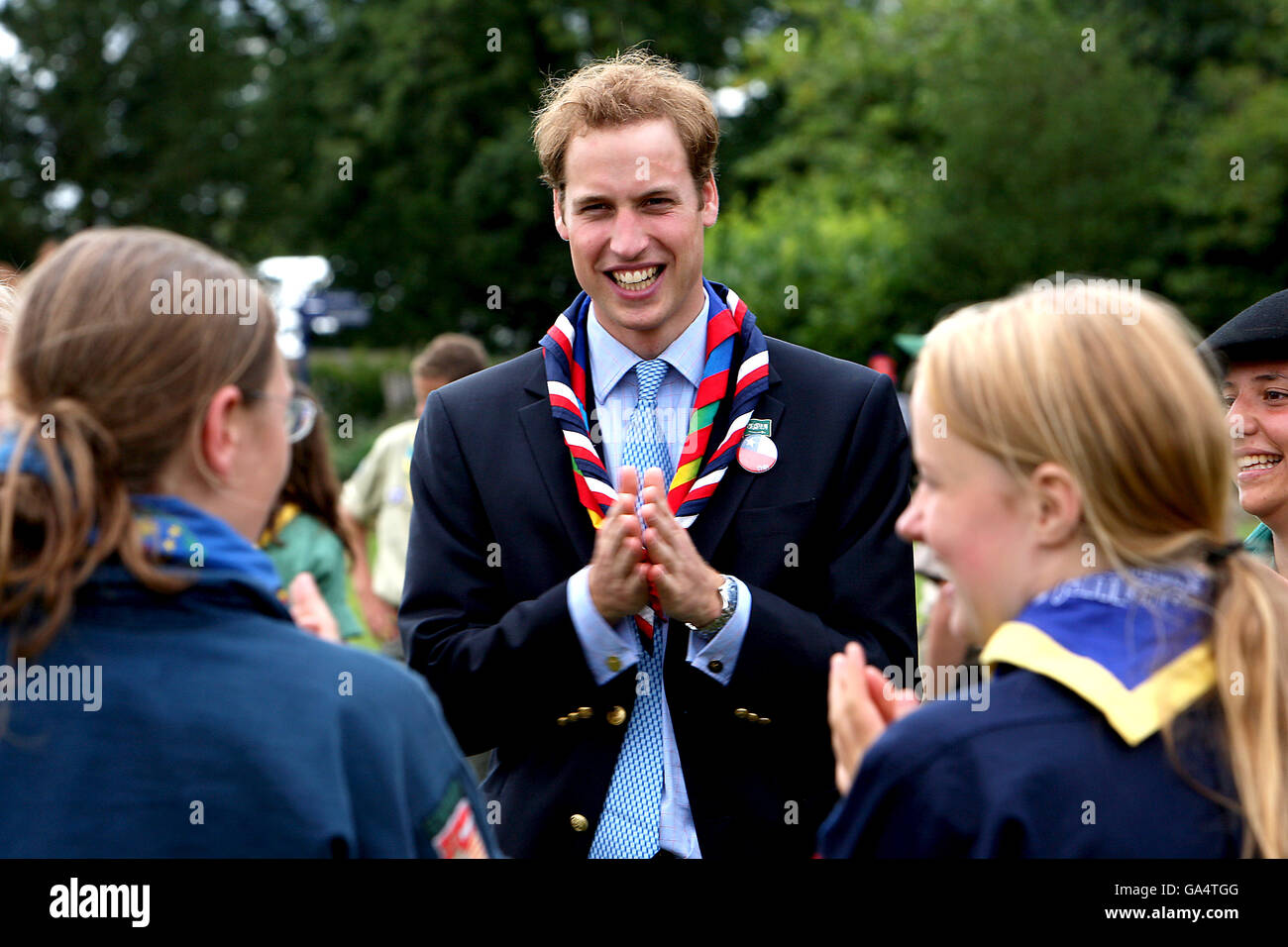 HRH Prince William partecipa alla cerimonia di apertura del 21° World Scout Jamboree all'Hylands Park, Chelmsford, Essex. Foto Stock