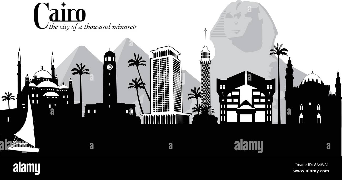 Illustrazione Vettoriale dello skyline de Il Cairo, Egitto Illustrazione Vettoriale