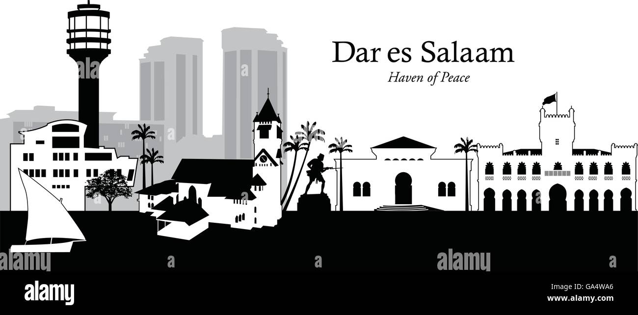 Illustrazione Vettoriale della skyline di Dar es Salaam Illustrazione Vettoriale