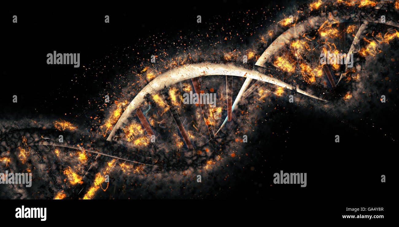 Una illustrazione artistica di un manipolato elica di DNA. Foto Stock
