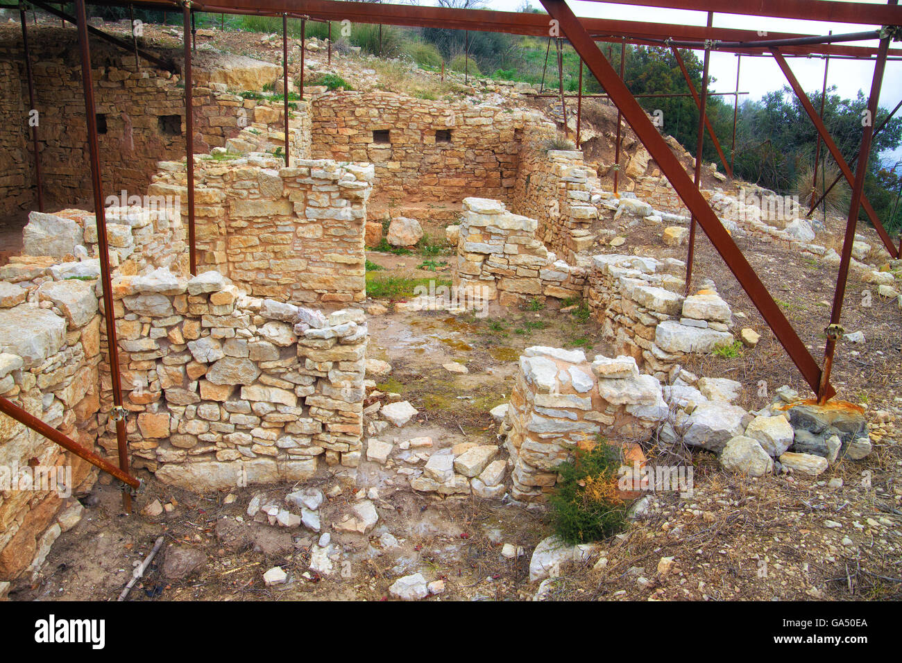 Monte Judica, Ellenizzata insediamento indigeno. Catania, in Sicilia. Foto Stock