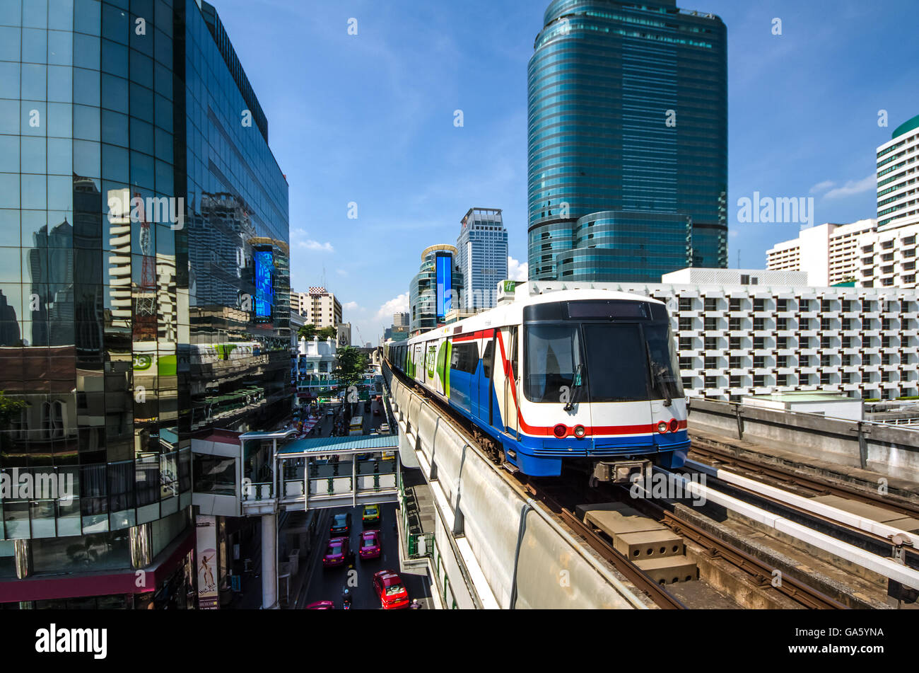 Bangkok sky train a Sukhumvit rotta Foto Stock