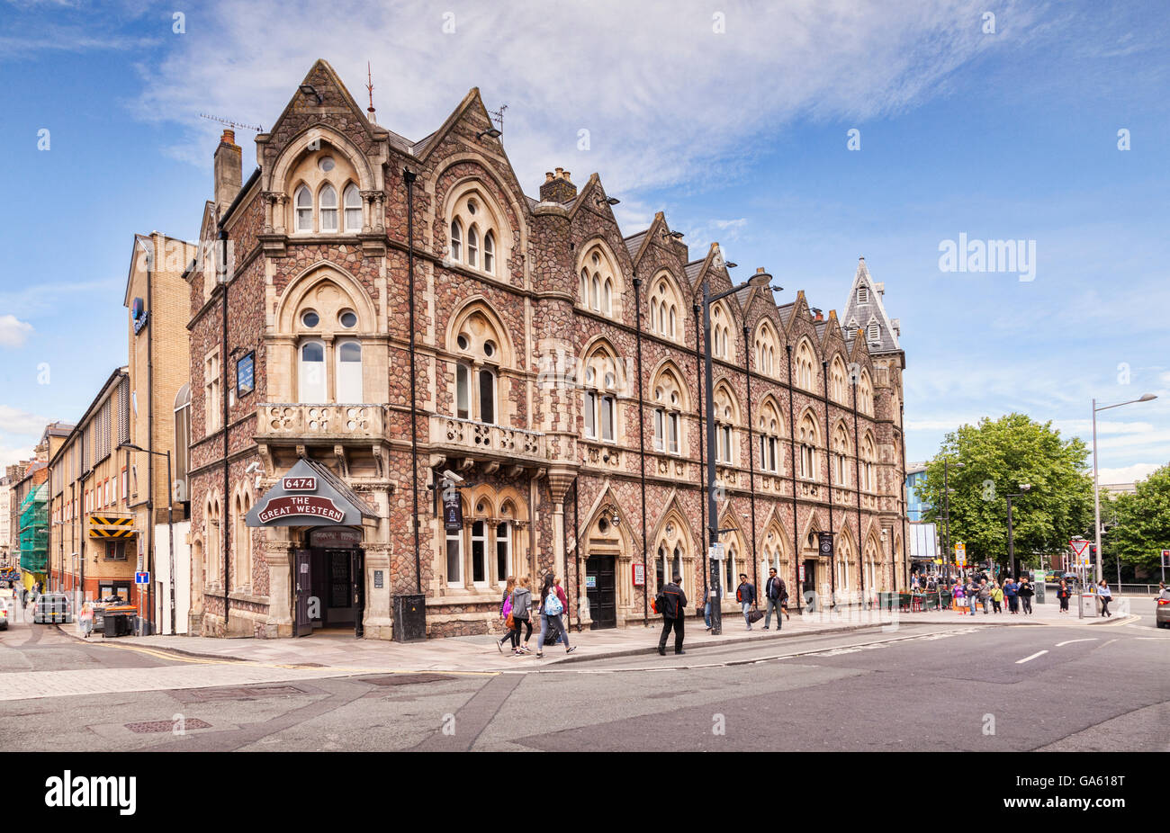 Cardiff, Galles: 27 giugno 2016 - Il Great Western Hotel in St Mary Street, ora un Wetherspoon pub. Foto Stock