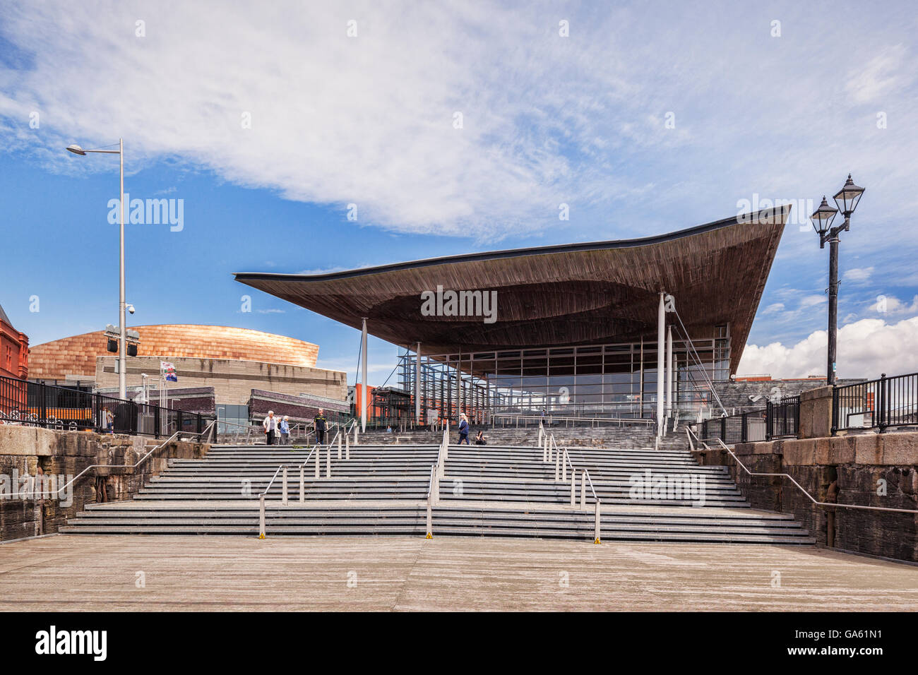 27 Giugno 2016: Cardiff, Galles - Senedd, la casa della National Assembly for Wales nella Baia di Cardiff, Galles. Foto Stock