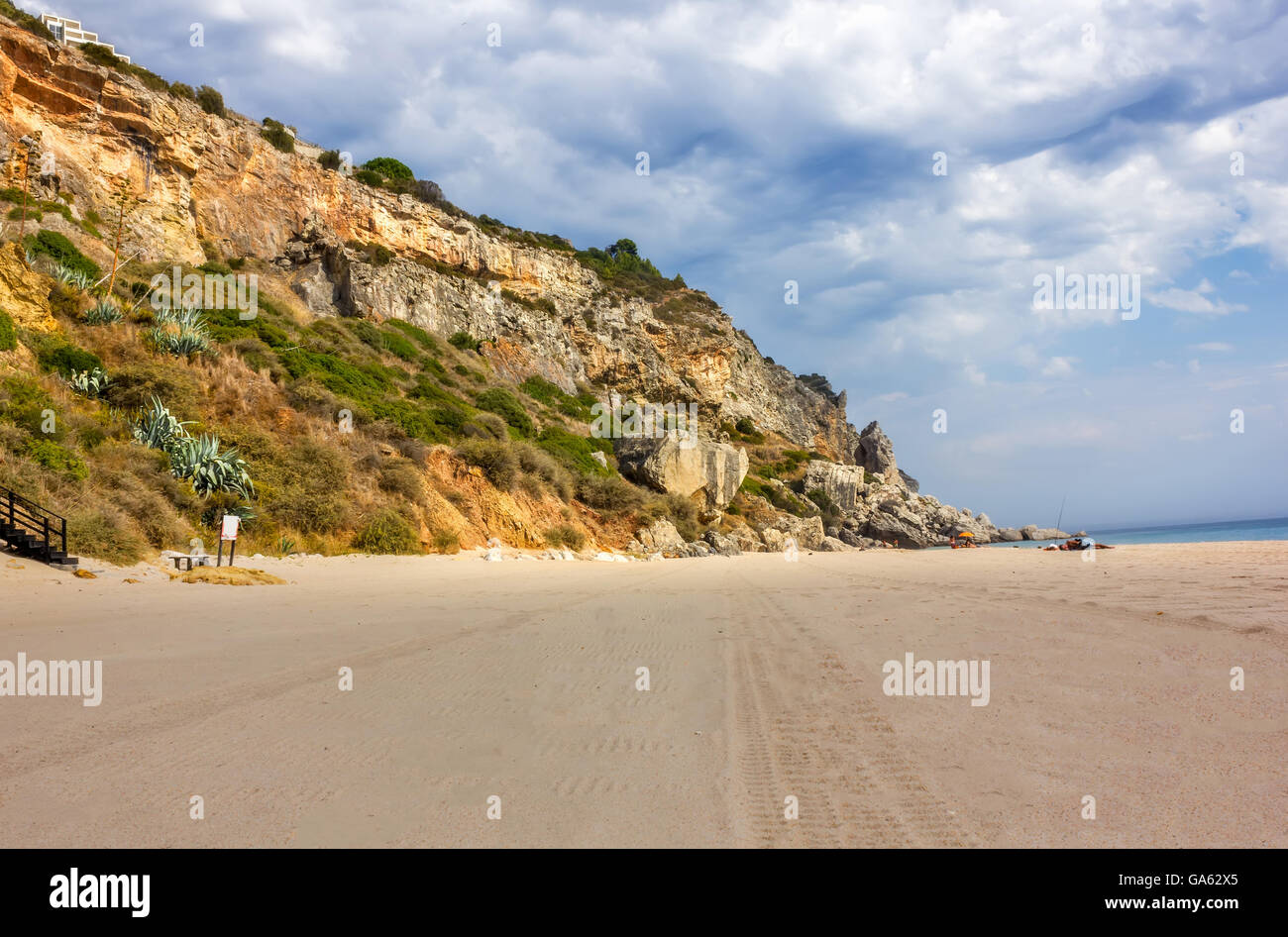 Spiaggia di Sesimbra, Portogallo Foto Stock