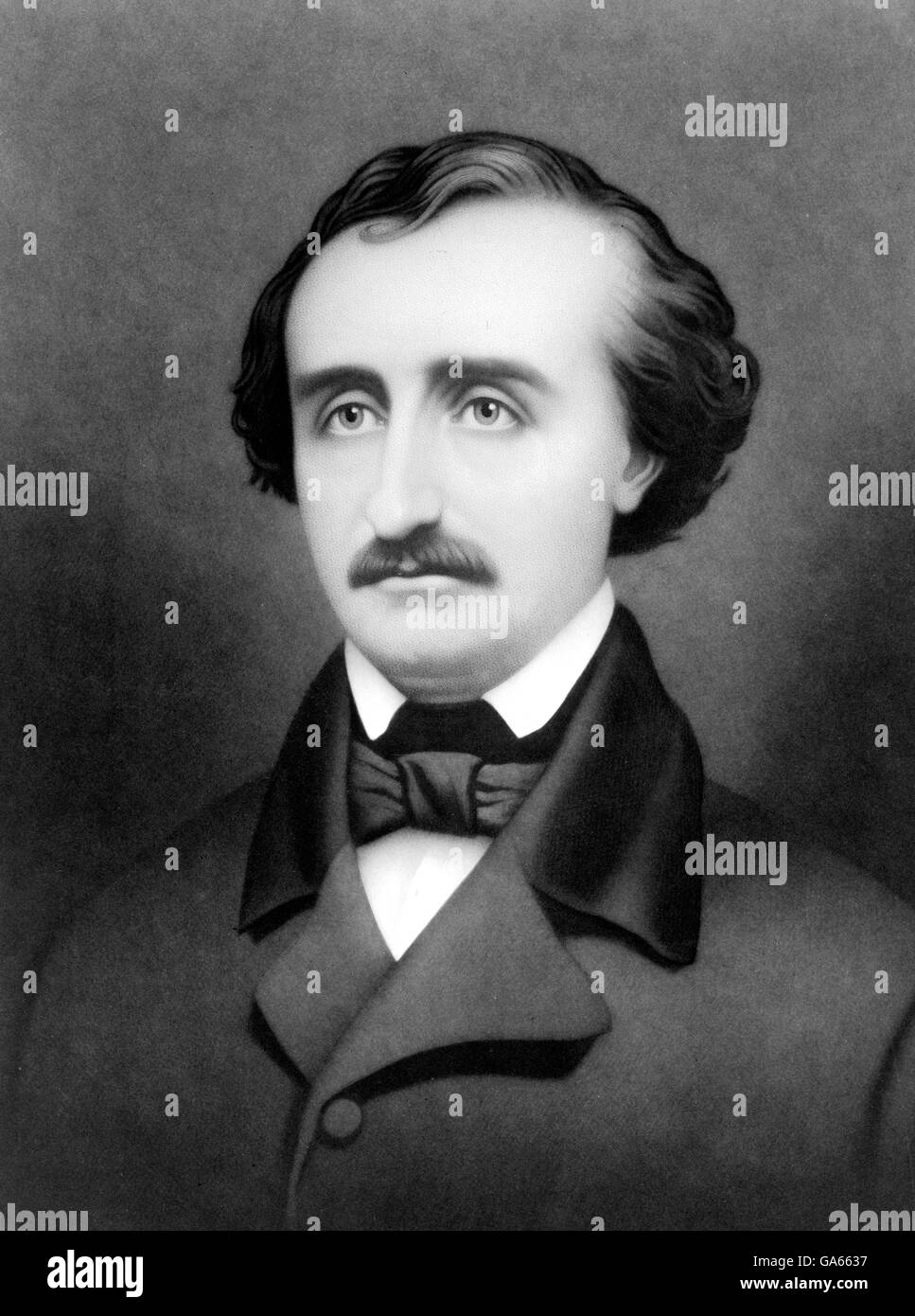 Edgar Allan Poe. Ritratto dello scrittore americano Edgar Allan Poe (nato Poe Edgar; 1809-1849). Ritratto di William Sartain, 1896 Foto Stock