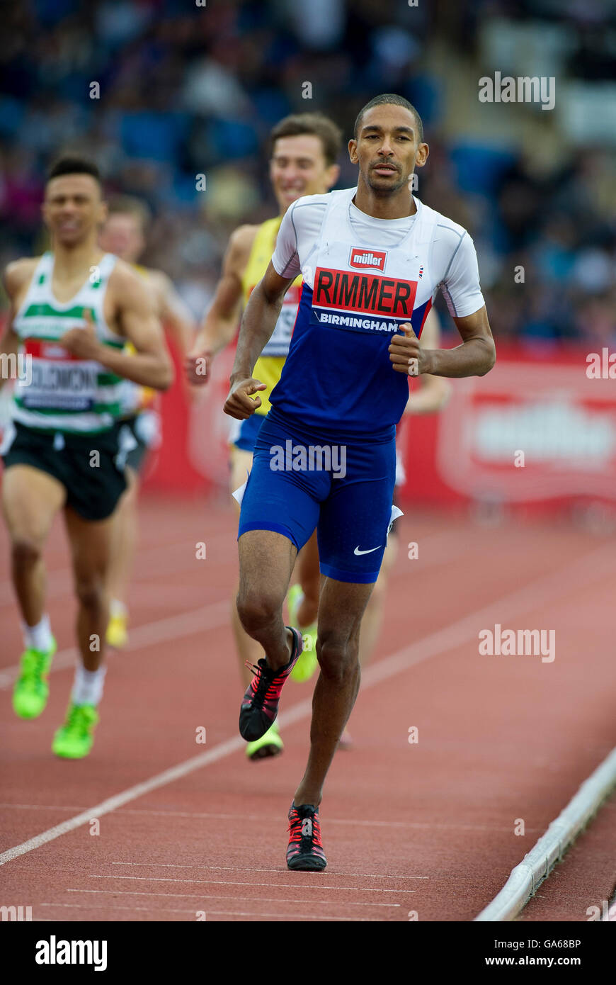 Birmingham, 25 giugno 2016, Michael Rimmer concorrenti negli uomini della 800m durante il giorno due del Campionato Britannico a Birmingham Foto Stock