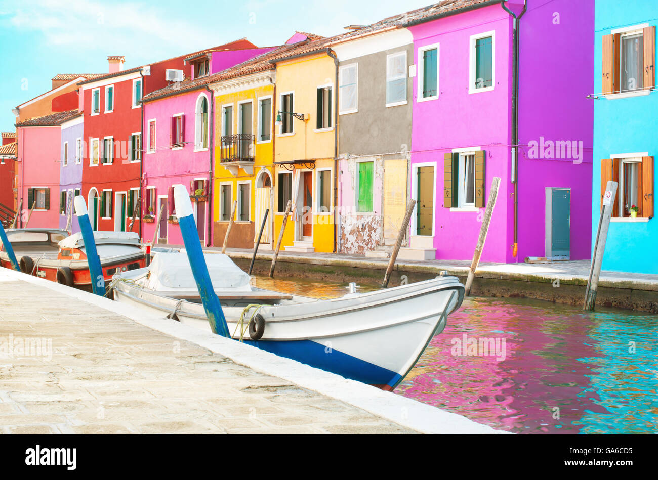 Case colorate di Burano, Italia. Foto Stock