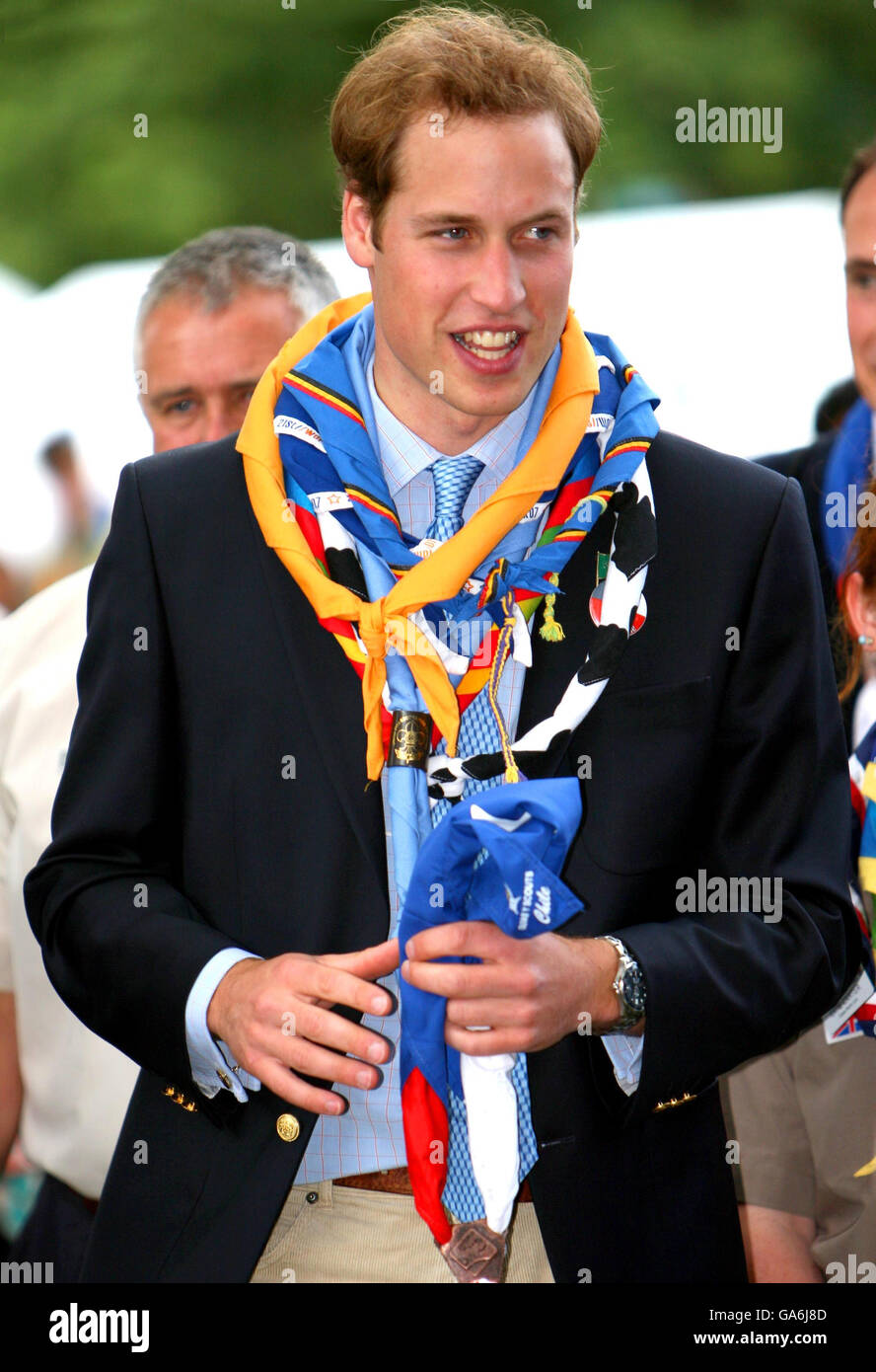 S.A.R. il Principe William durante la cerimonia di apertura per il 21° Jamboree Mondiale Scout all'Hylands Park, Chelmsford, Essex. Foto Stock