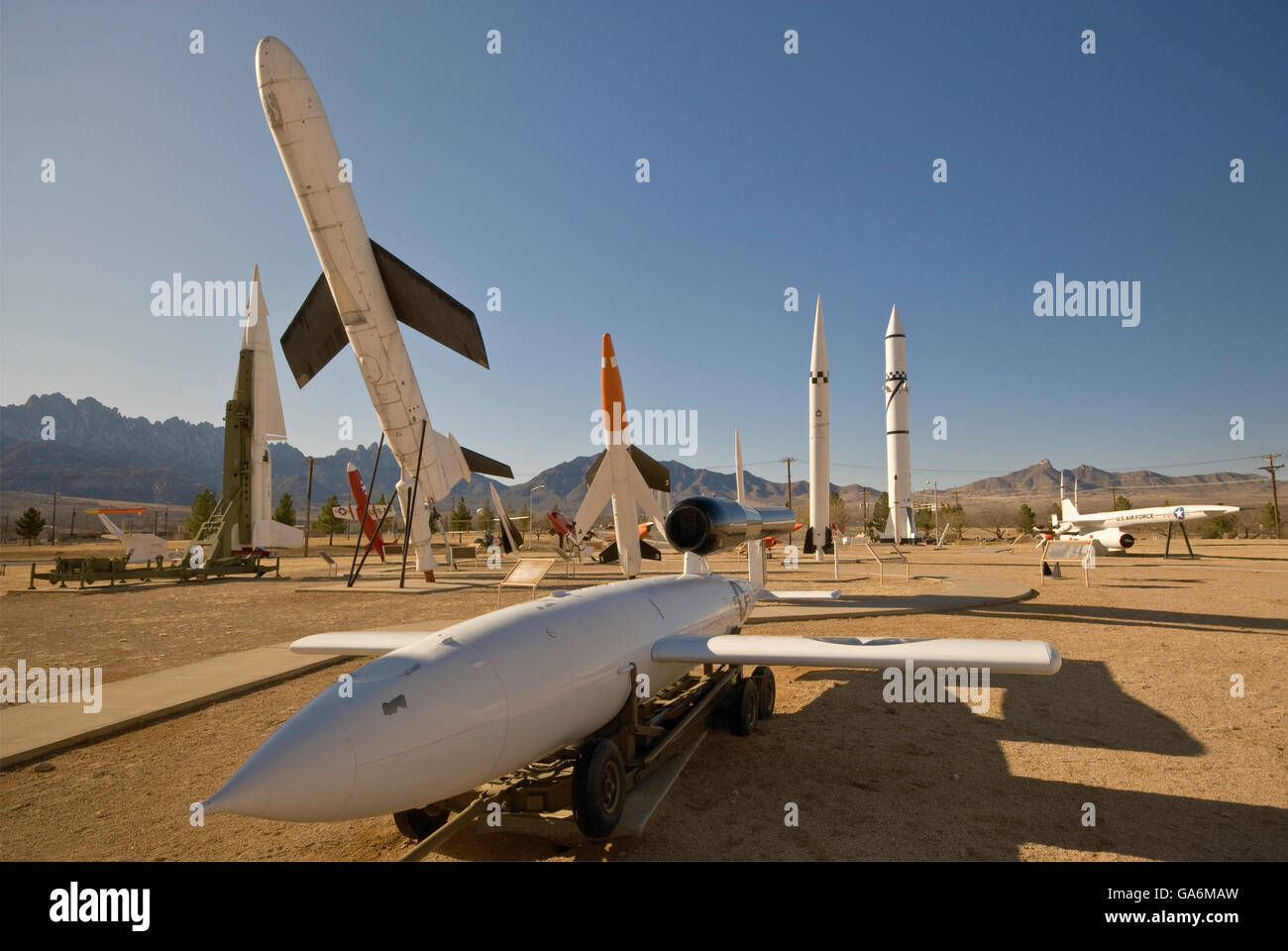 Loon, versione USA di tedesco V-1 missile, Matador-Mace rocke, White Sands Missile Range Museum vicino a Las Cruces, Nuovo Messico Foto Stock