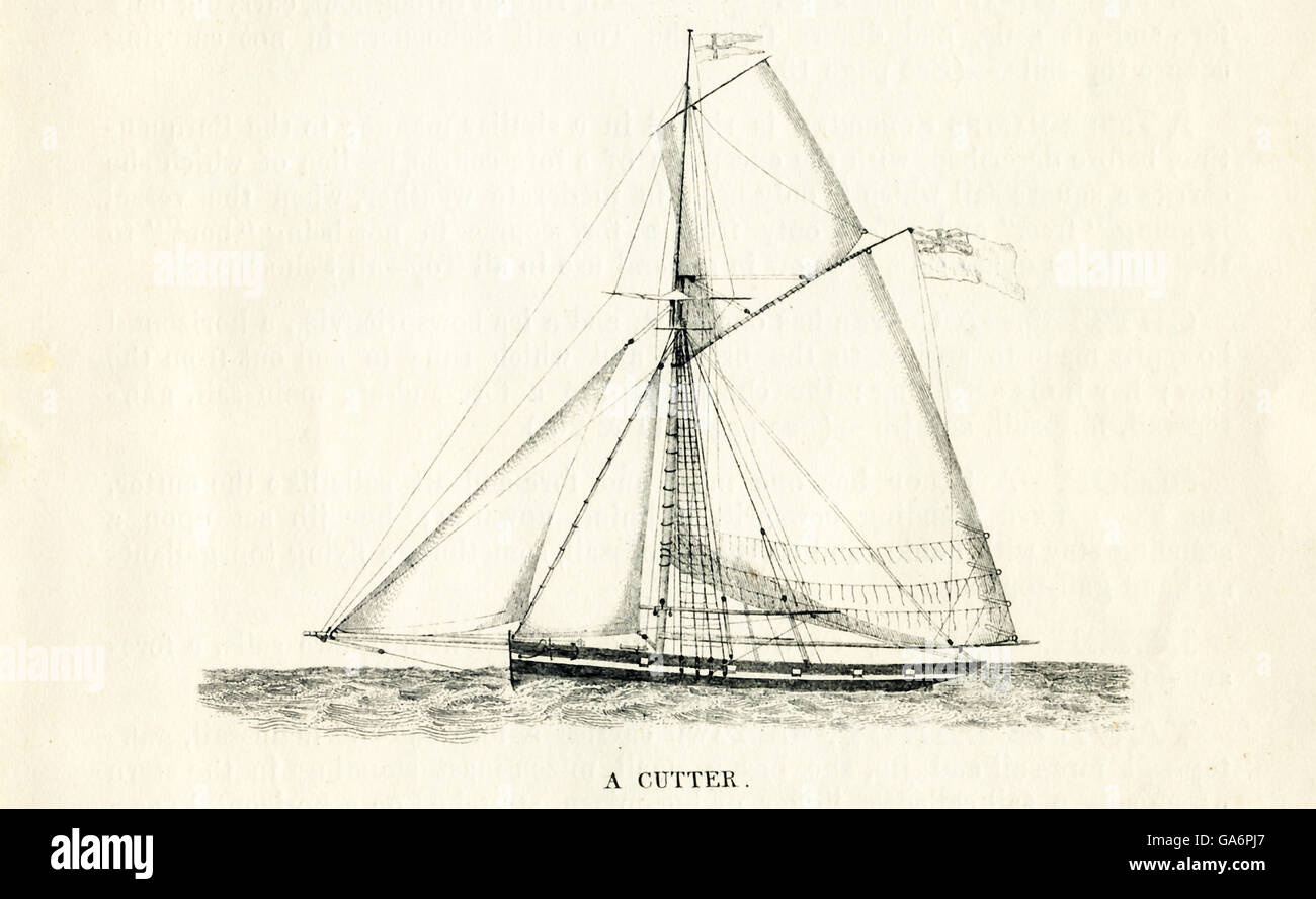 La nave raffigurata qui è una taglierina. L'illustrazione delle date per il 1800s. Foto Stock