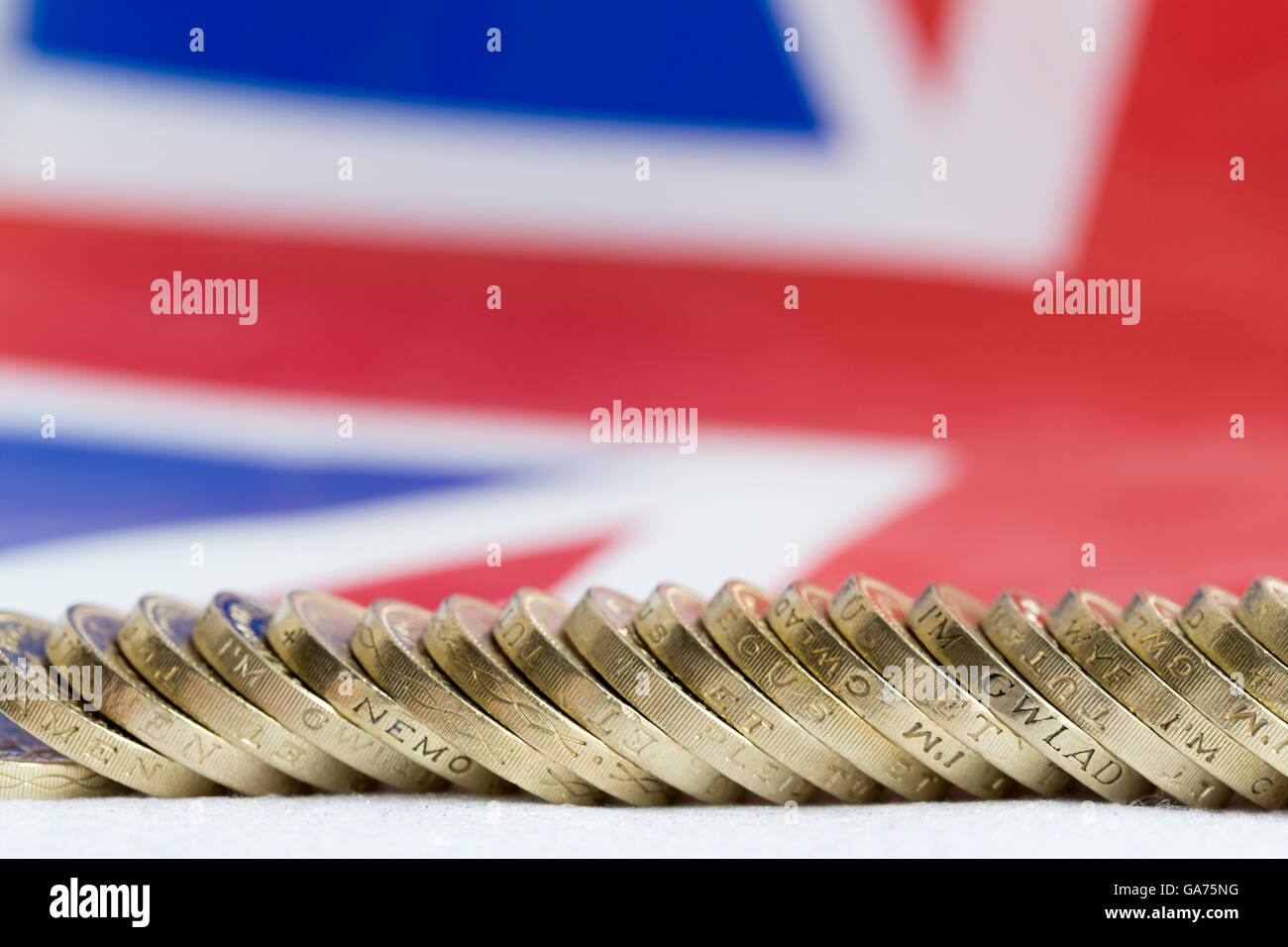Moneta : Lira sterlina britannica monete. Foto Stock