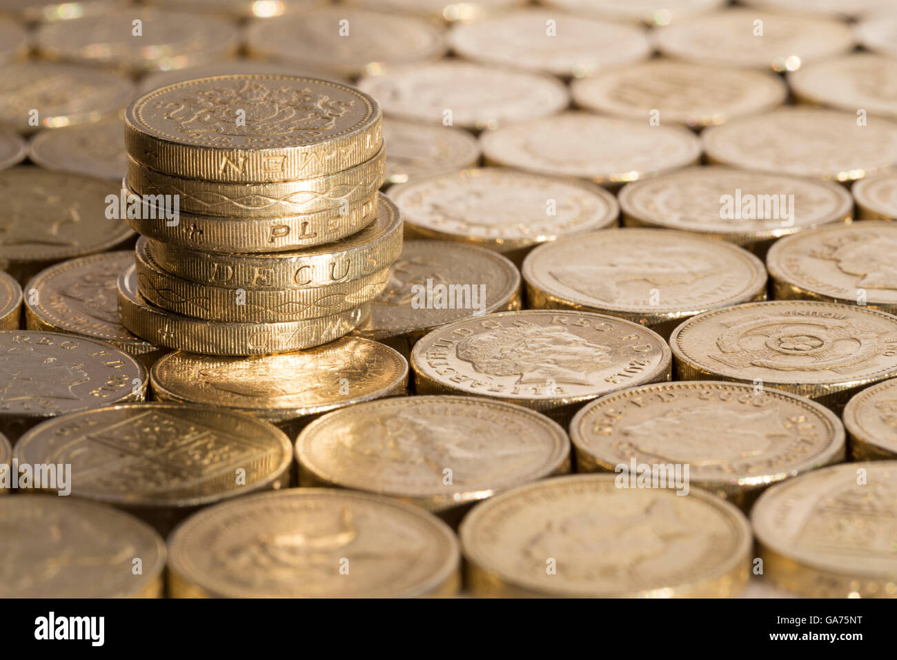 Moneta : Lira sterlina britannica monete. Foto Stock