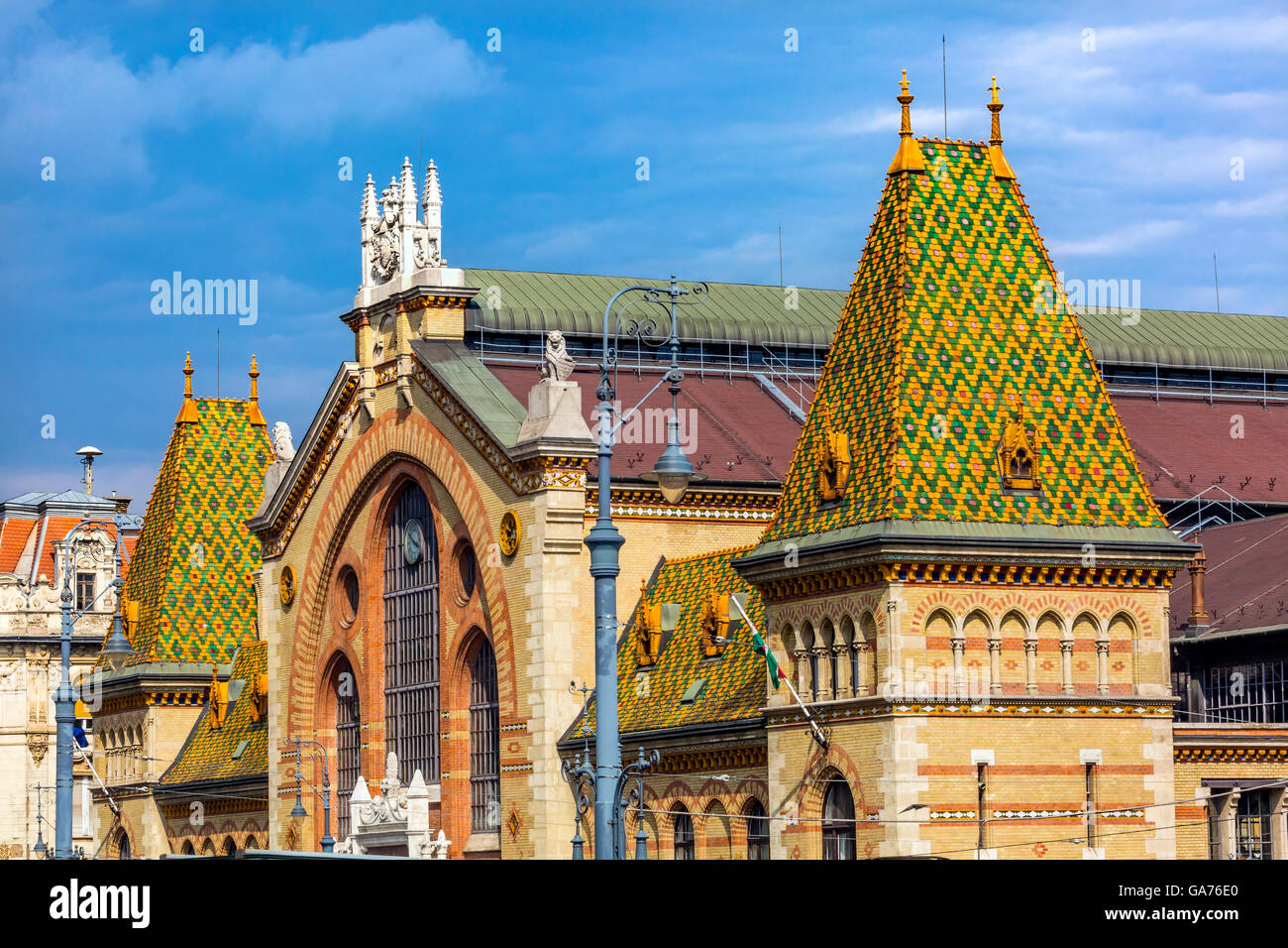 Mercato Centrale Budapest Ungheria. Progettato da Gustav Eiffel nel tardo Ottocento. Foto Stock