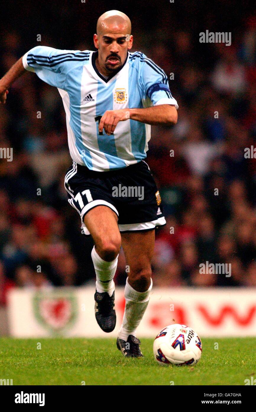 International Soccer - friendly - Galles / Argentina. Juan Sebastian Veron, Argentina Foto Stock