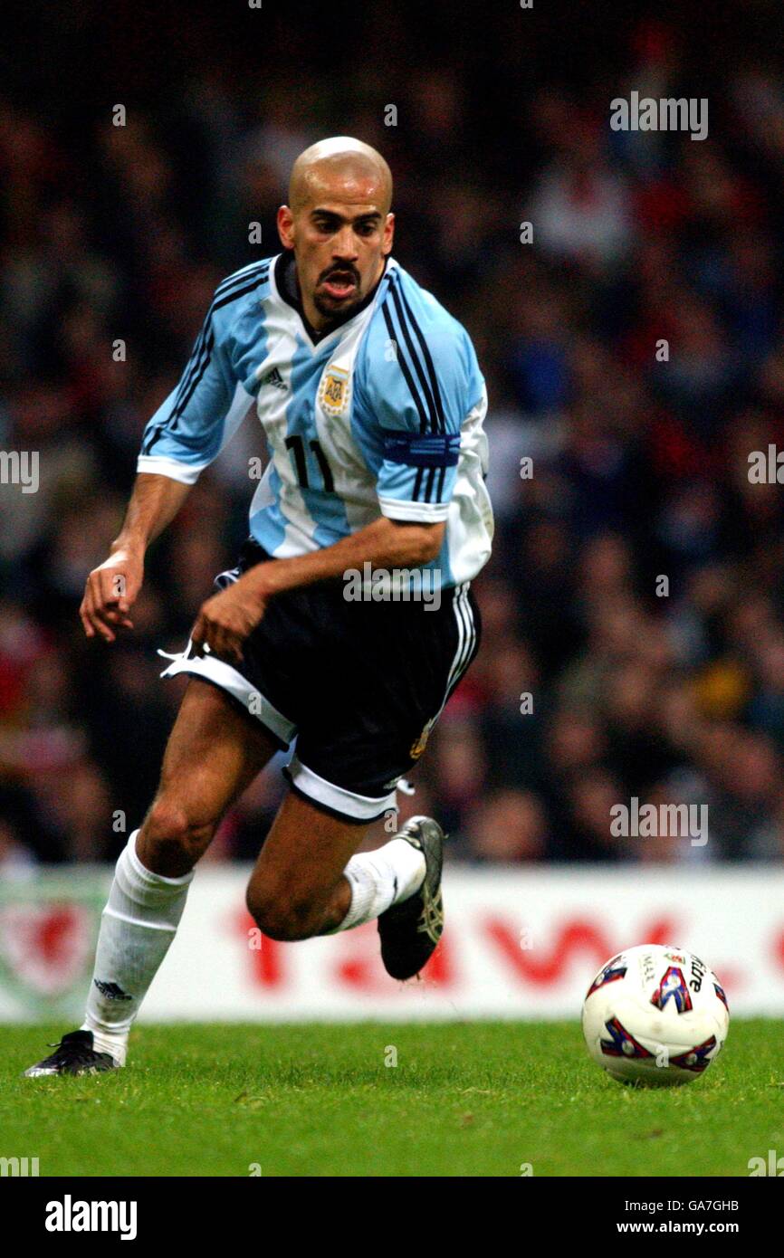 International Soccer - friendly - Galles / Argentina. Juan Sebastian Veron, Argentina Foto Stock
