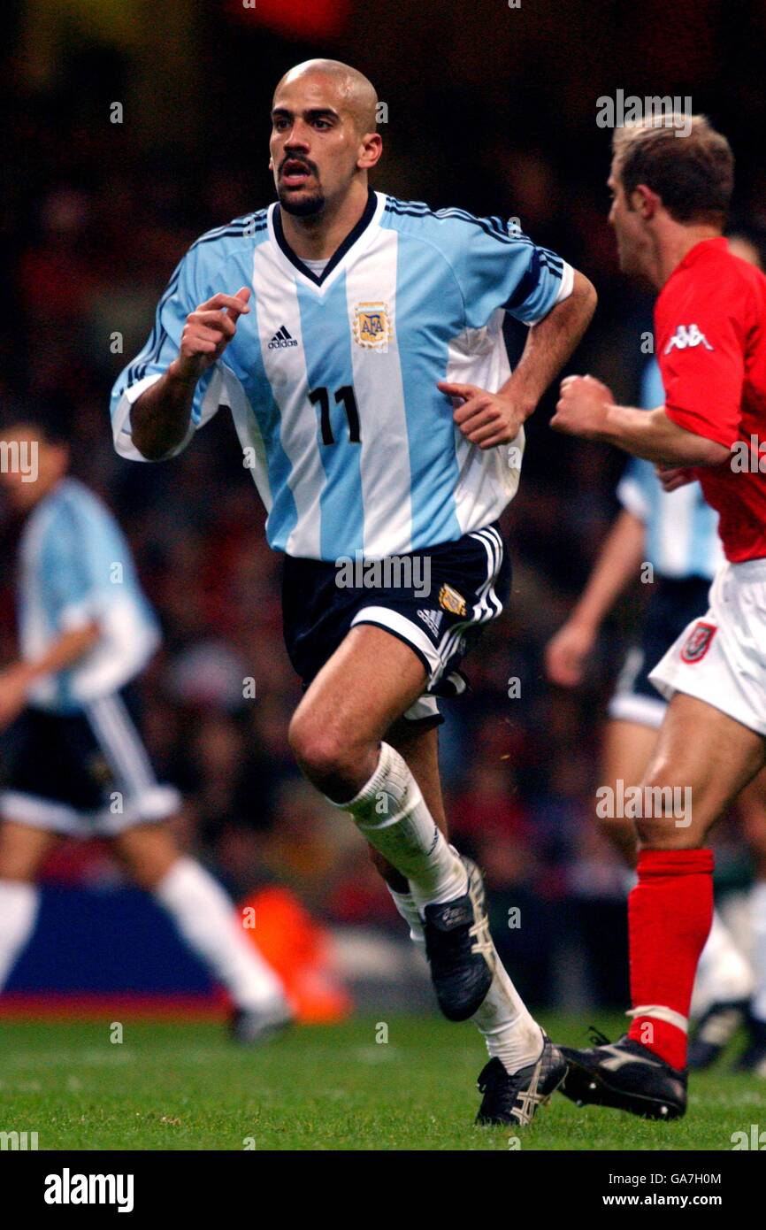 International Soccer - friendly - Galles / Argentina. Juan Sebastian Veron, Argentina Foto Stock