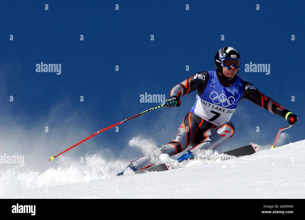 Stephan Eberharter austriaco sulla strada per una medaglia d'argento Foto Stock