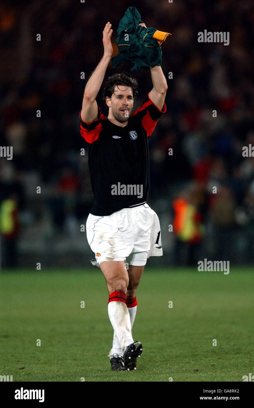 Il Ruud Van Nistelrooy del Manchester United appella il supporto di viaggio Foto Stock