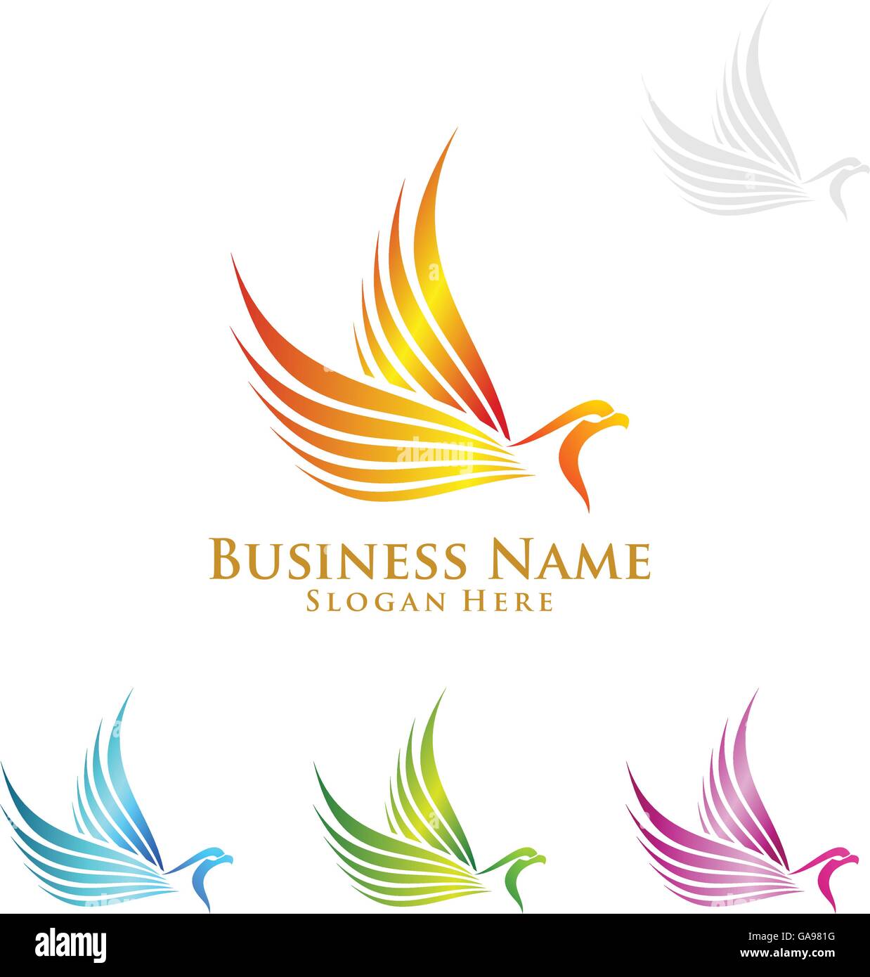 Eagle fly logo design, vettore di eagle bird ,falcon, Hawk, isolato su sfondo bianco Illustrazione Vettoriale