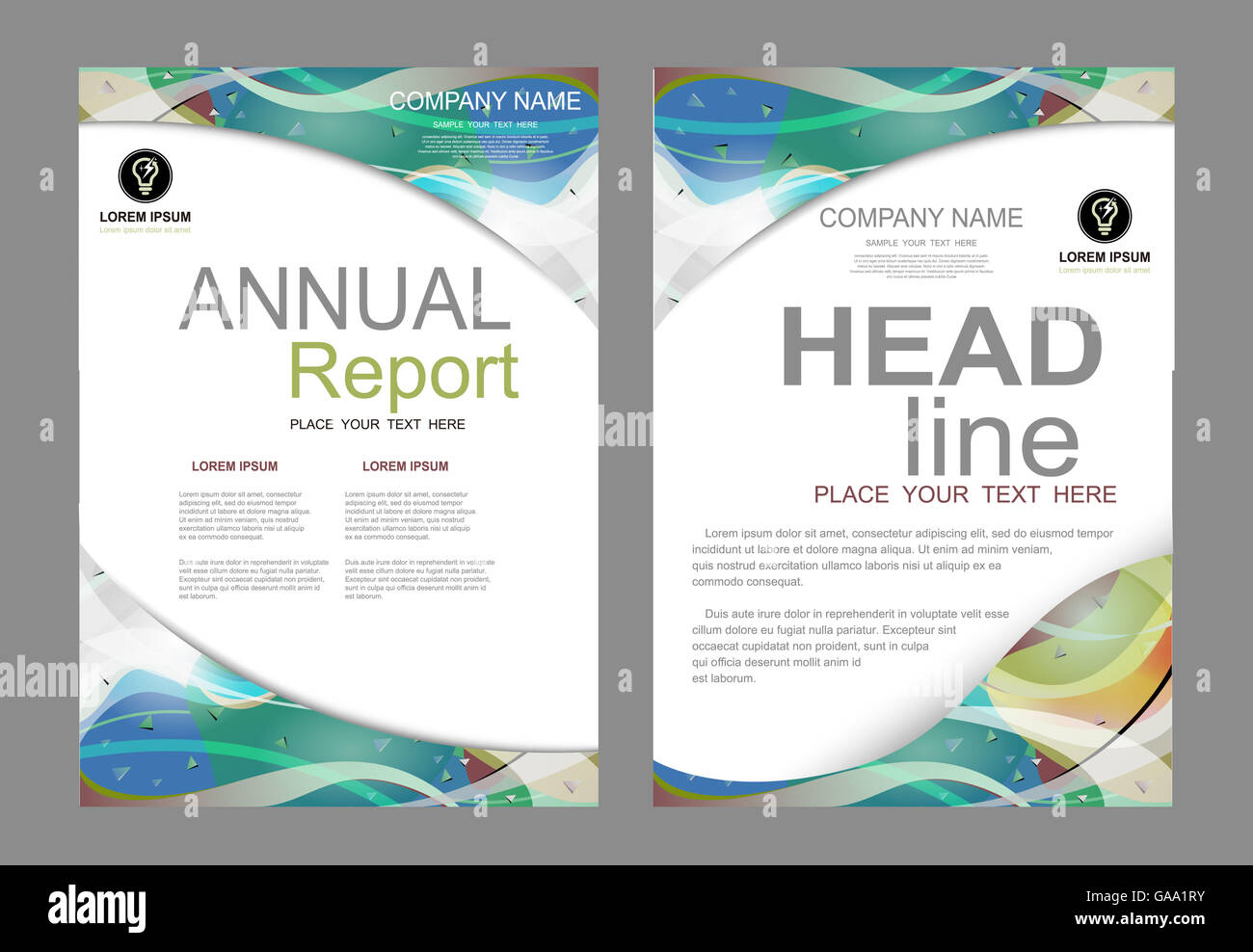 Coprire, design, annuale, layout opuscolo, prenota, annuncio, pagina, vettore, poster, depliant, booklet, vuoto, banner, business, annuncio pubblicitario, grafica Foto Stock