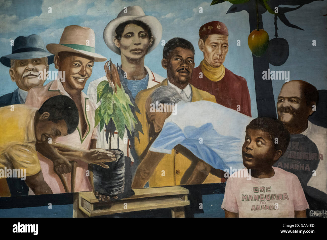 Rio de Janeiro, Brasile. 2 agosto, 2016. Un dipinto in una stanza presso il Mangueira samba scuola di ballo, fondata nel 1928 e basata in Favela de Mangueria in Rio de Janeiro, Brasile, 2 agosto 2016. Foto: PETER BAUZA/DPA - nessun filo SERVICE - © dpa/Alamy Live News Foto Stock