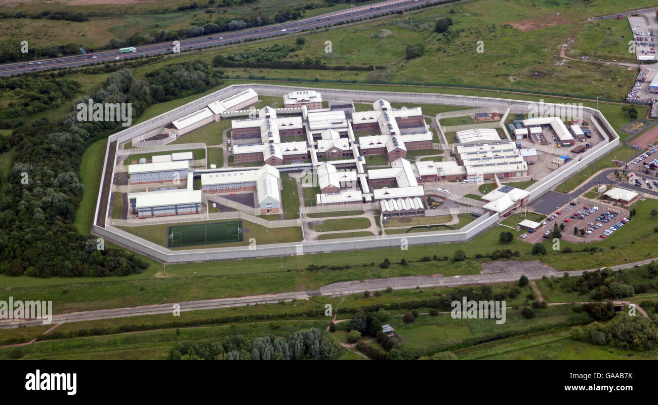 Vista aerea di HMP Holme casa prigione, Stockton on Tees, Regno Unito Foto Stock