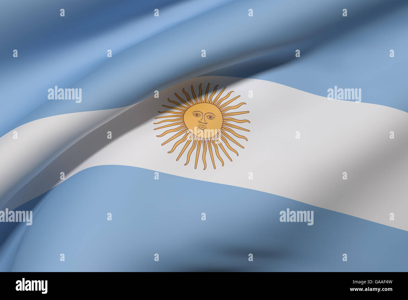 3D rendering della Repubblica Argentina bandiera sventola Foto Stock