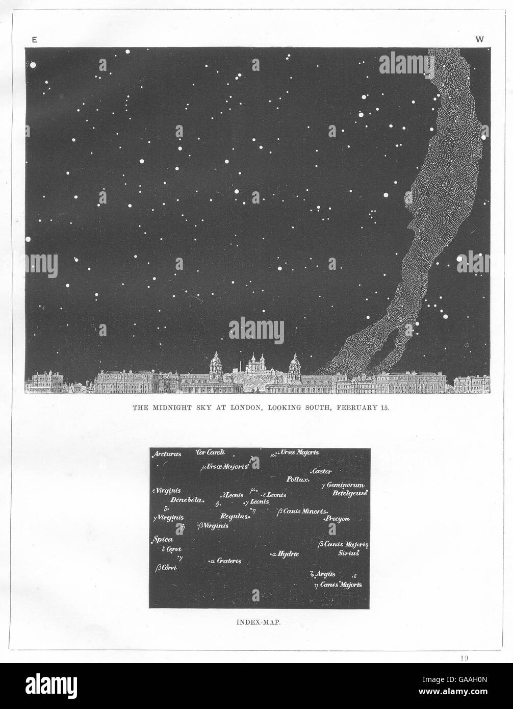 Il cielo di mezzanotte a Londra: Guardando a Sud febbraio 15. Greenwich, stampa 1869 Foto Stock