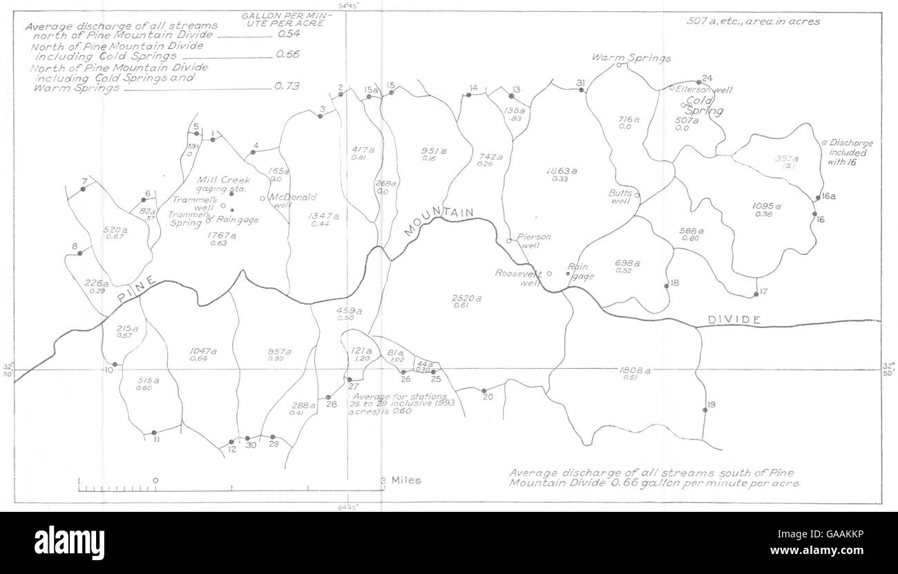 La Georgia, US: Warm Springs; pino montano lo scarico di drenaggio marzo 1934, 1935 Mappa Foto Stock
