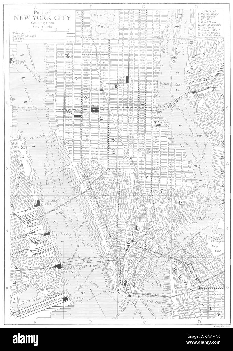 MANHATTAN: parte della città di New York New York, 1910 Mappa antichi Foto Stock