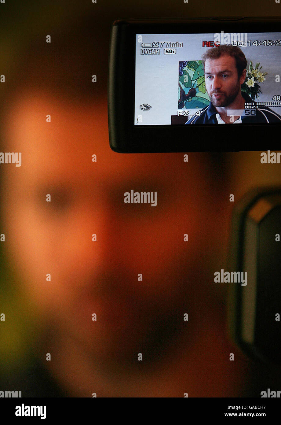 2007 Coppa del Mondo di Rugby in Francia. In Irlanda il treno davanti a loro fondamentale partita contro l'Argentina a Parigi domenica prossima allo Stade Parco Bordelais,Bordeaux.Nella foto è stato Geordan Murphy intervistato alla formazione post conferenza stampa nel Team Hotel Sofitel Aquataine Foto di credito dovrebbe leggere Julien Behal/PA Foto Stock