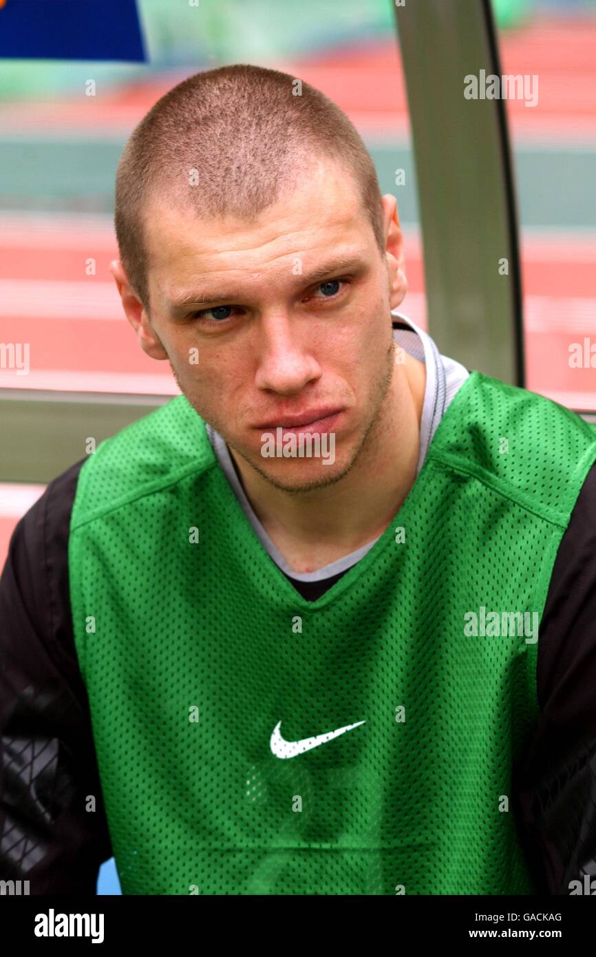 Calcio - Coppa del mondo FIFA 2002 - Gruppo H - Belgio / Russia. Alexander Filimonov, portiere della riserva russa Foto Stock