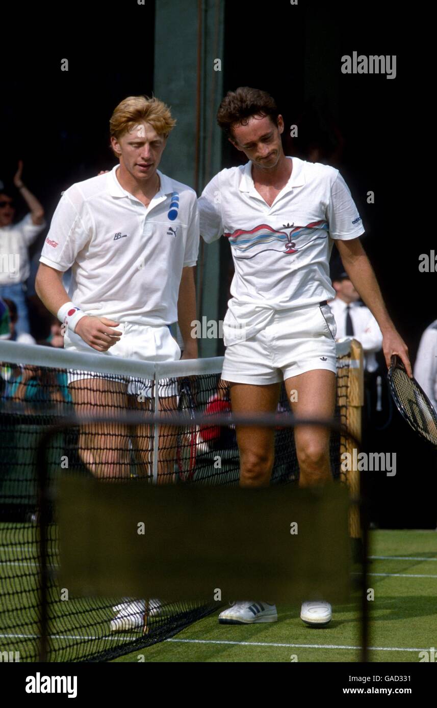 Tennis - campionati di Wimbledon - Uomini Singoli - Secondo round - Peter Doohan v Boris Becker Foto Stock