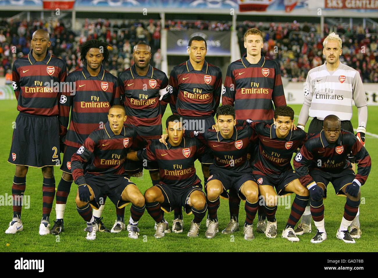 Calcio - UEFA Champions League - Gruppo H - Slavia Prague v Arsenal - Stadio Evzena Rosickeho. Arsenal Team Group Foto Stock