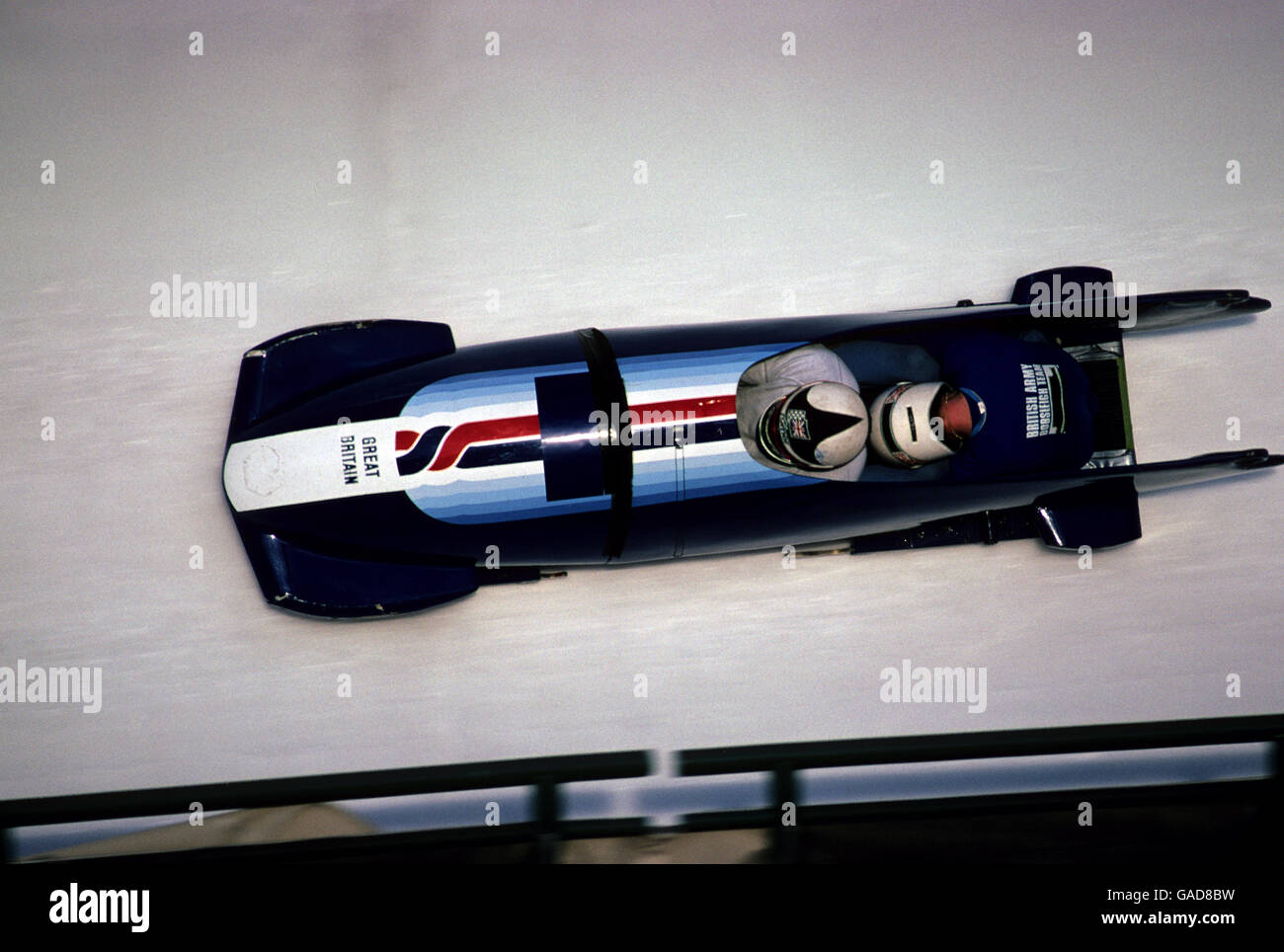 Giochi olimpici invernali 1988 - Calgary. Il Two Man Bobsleigh Team della Gran Bretagna. Foto Stock