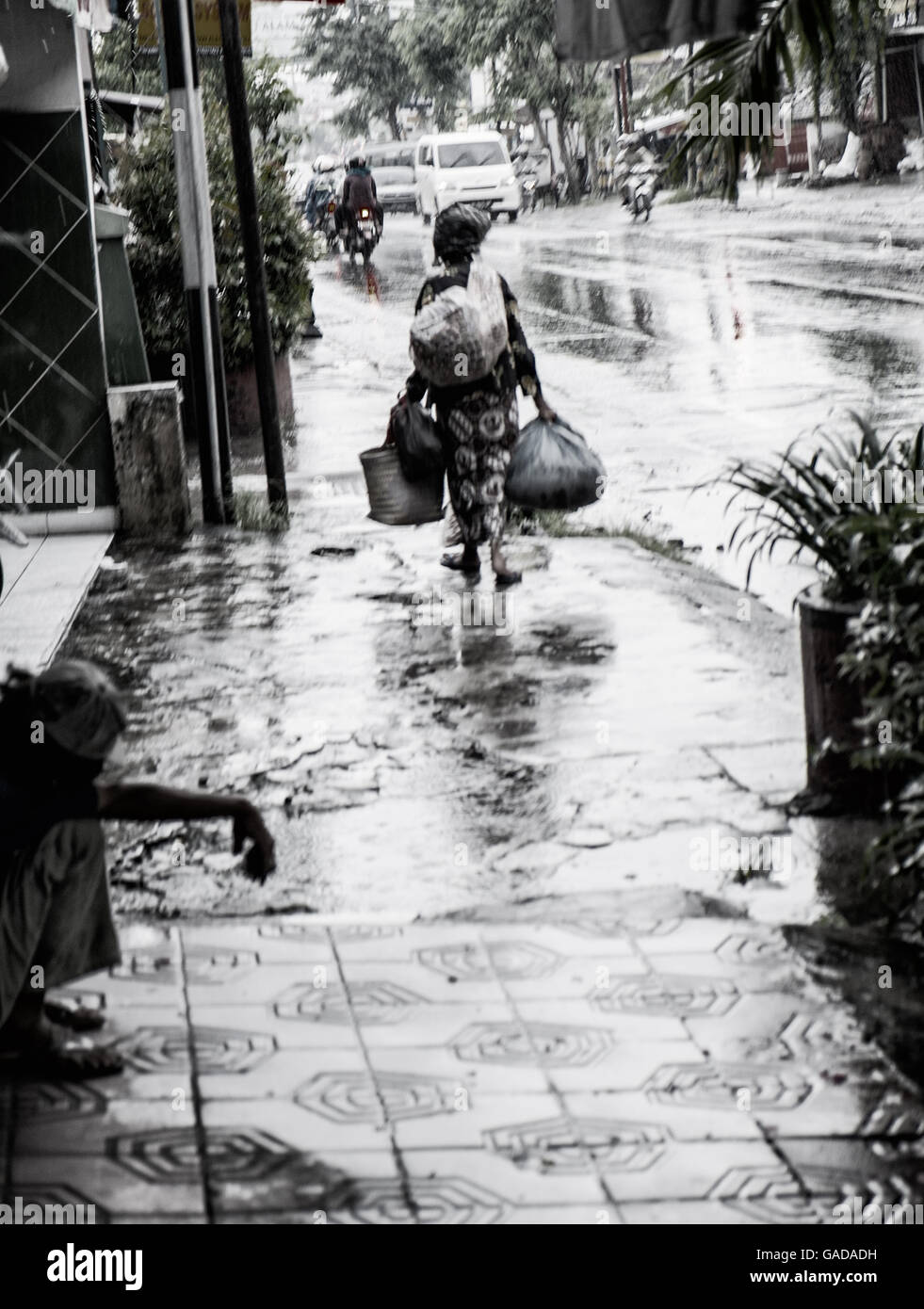 Scena di strada a Yogyakarta Foto Stock