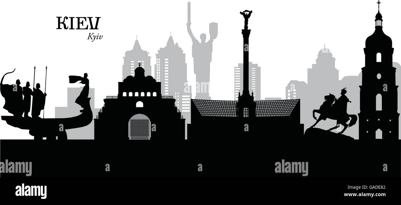 Illustrazione Vettoriale della skyline di Kiev, Ucraina Illustrazione Vettoriale