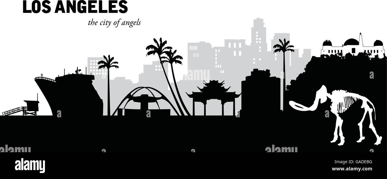Illustrazione Vettoriale dello skyline di Los Angeles in California Illustrazione Vettoriale