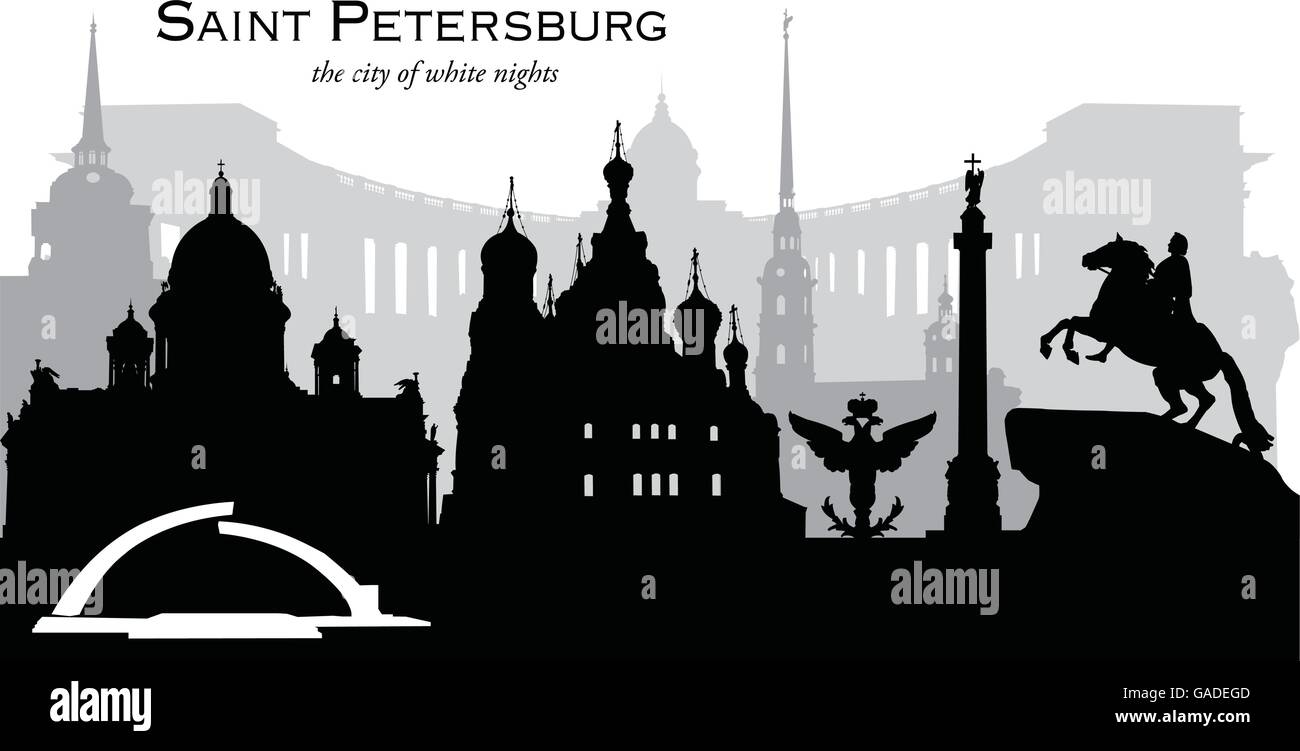 Illustrazione Vettoriale dello skyline di San Pietroburgo, Russia Illustrazione Vettoriale