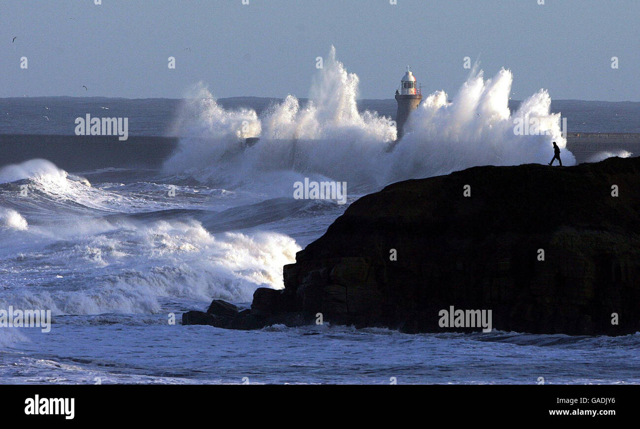 Picchi di marea Hits East Coast - REGNO UNITO Foto Stock