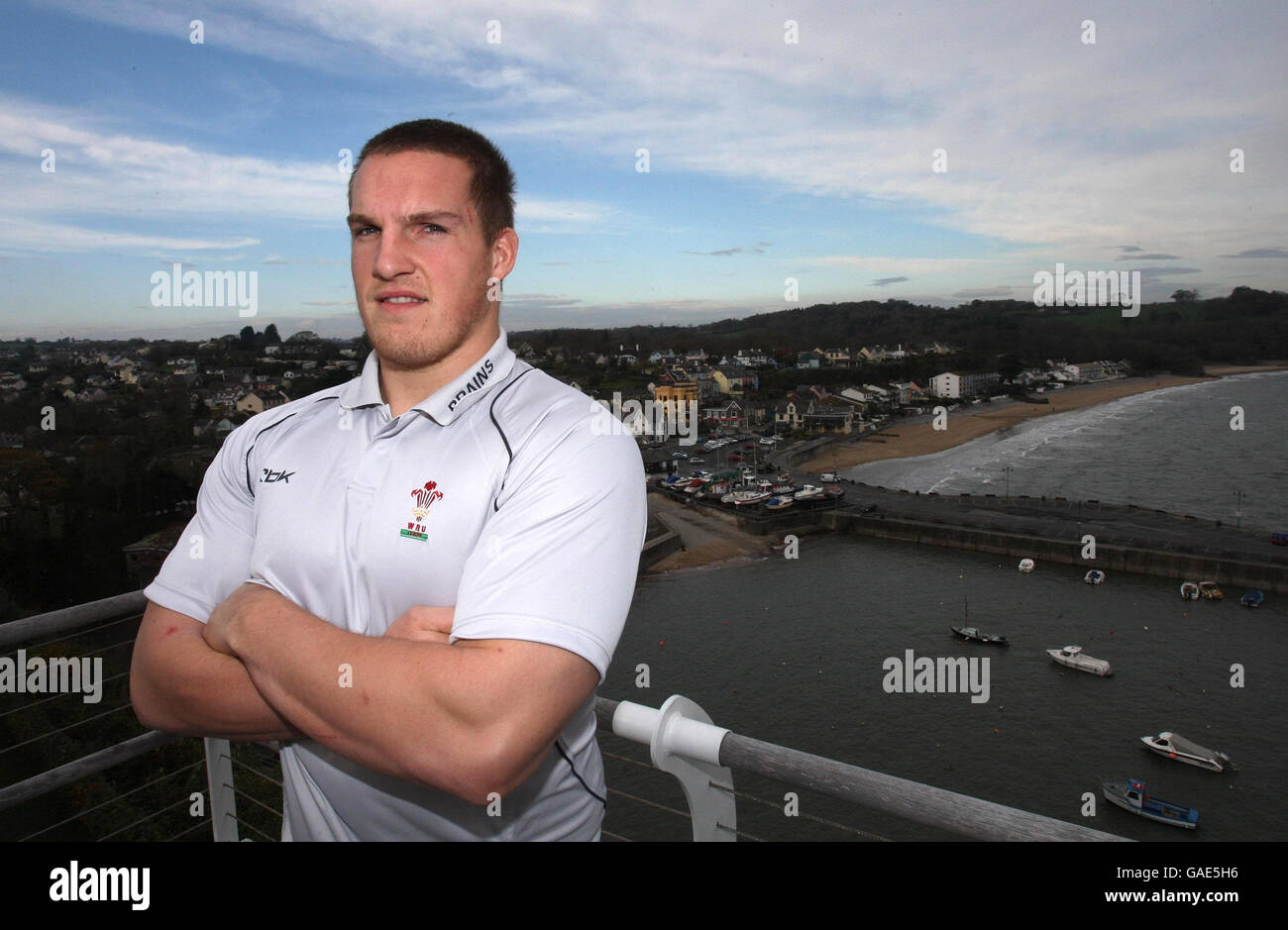 Il Gethin Jenkins si pone per una foto al Wales team Hotel, St Brides a Saundersfoot, Tenby. Foto Stock